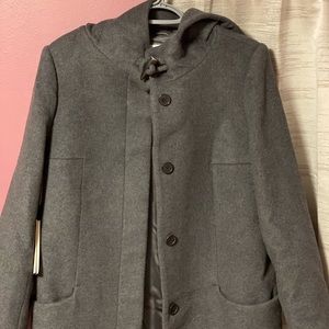 Aritzia gray coat and comme de garcons sneakers